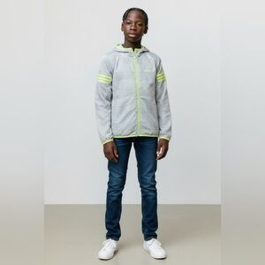 Adidas Kids Gray and Neon Green Raincoat size medium